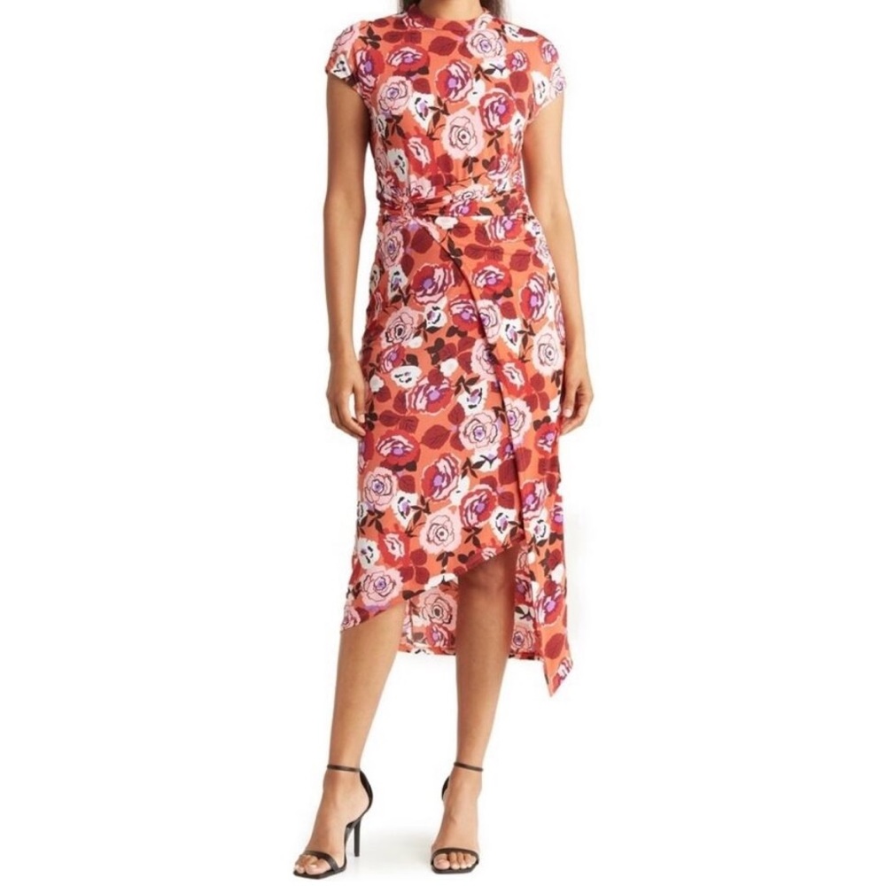 NWT Donna Morgan Women’s Floral Print O-Ring Waist Stretch Dress Size 4